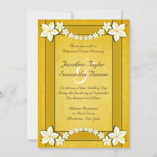 Invitación a la cena de un Boda floral de oro rúst