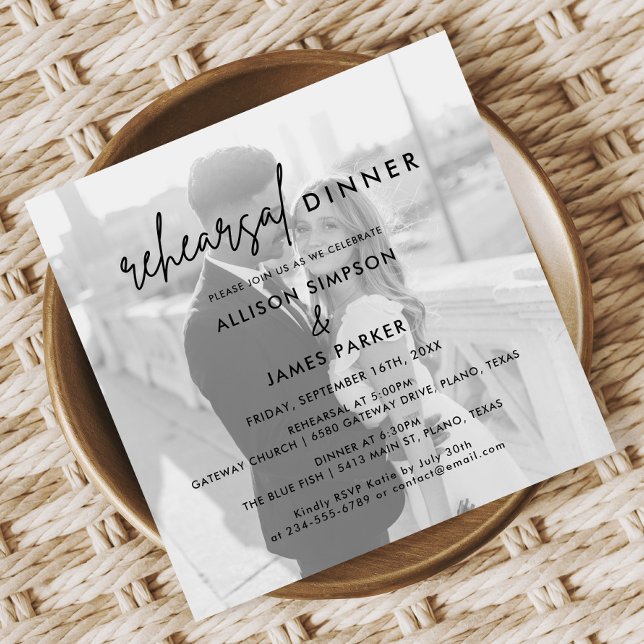 Invitación a la cena de un Boda fotográfico modern (Subido por el creador)