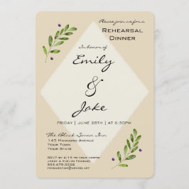 Invitación a la cena de un ensayo Boda simple y mo