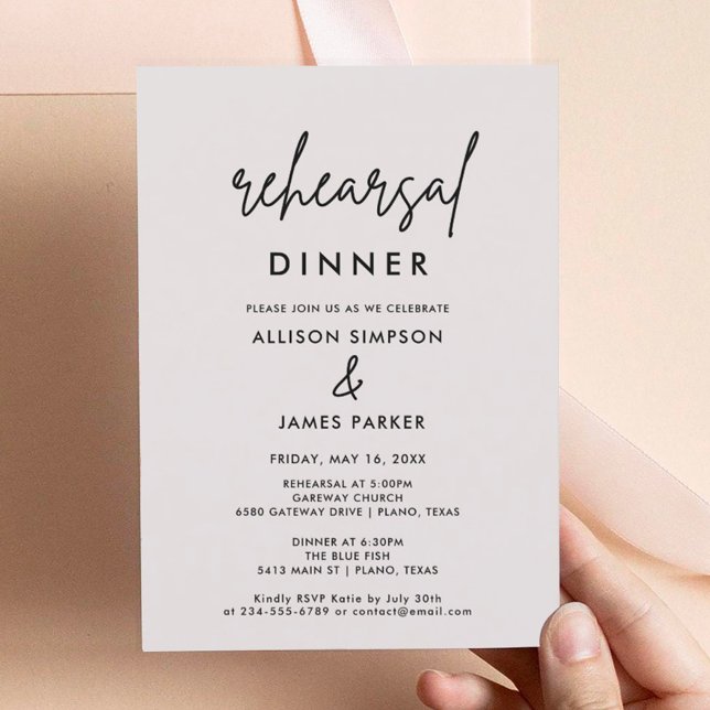Invitación a la cena de un ensayo Boda simple y mo (Subido por el creador)