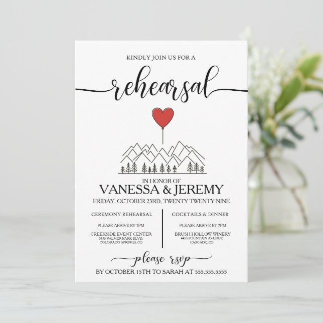 Invitación a la cena de un ensayo de amor de monta (Anverso de pie)