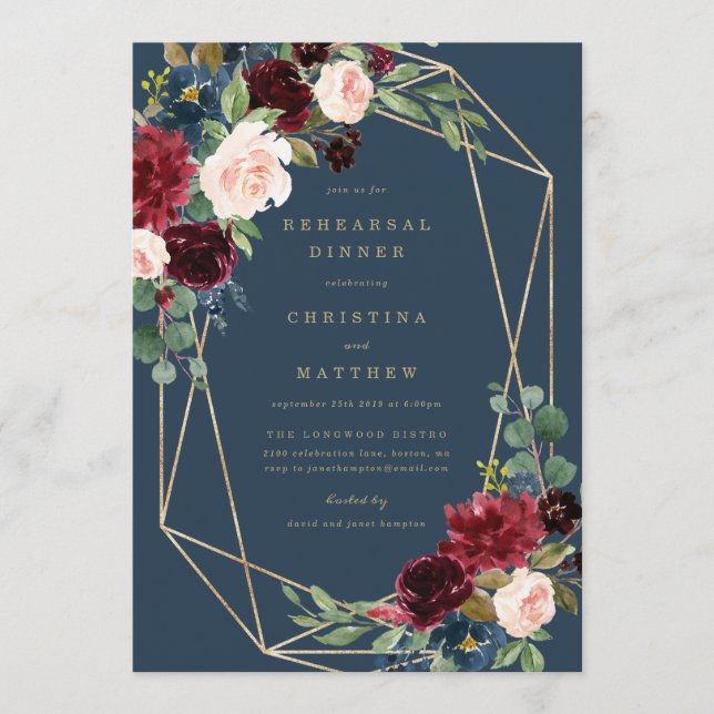 Invitación a la cena de un ensayo de elegancia geo (Anverso)