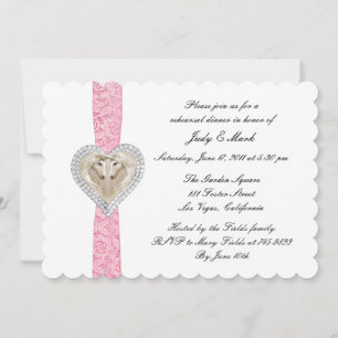Invitación a la cena de un ensayo de encaje rosa d