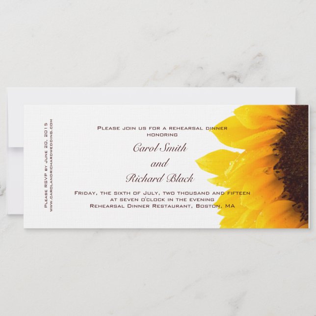 Invitación a la cena de un ensayo de girasol amari (Anverso)
