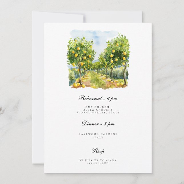 Invitación a la cena de un ensayo de limón mediter (Reverso)
