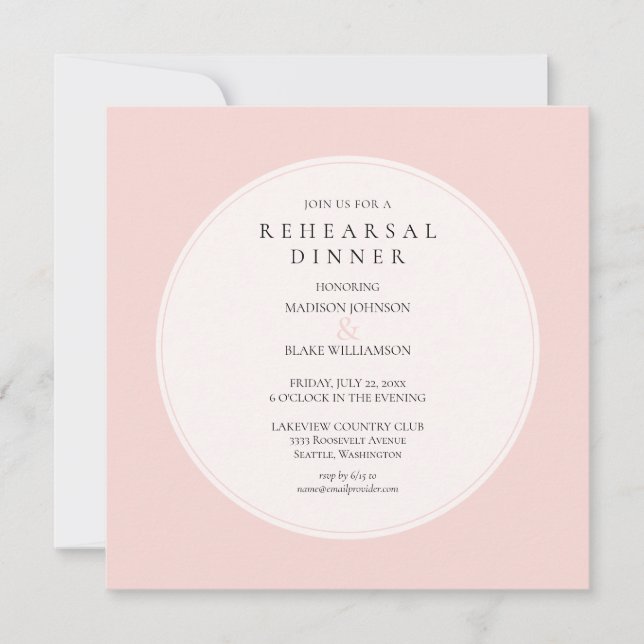 Invitación a la cena de un ensayo de Moda rosa de  (Anverso)