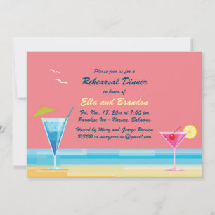 Invitación a la cena de un ensayo de playa tropica