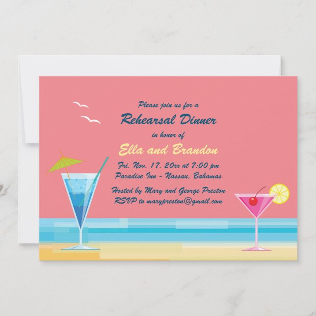 Invitación a la cena de un ensayo de playa tropica (Anverso)