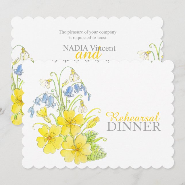 Invitación a la cena de un ensayo de ramo de prima (Anverso / Reverso)