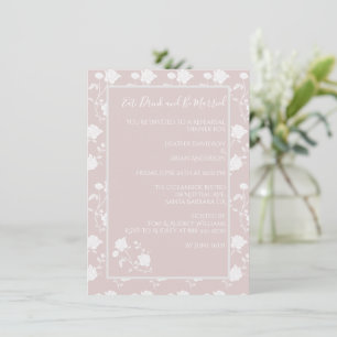 Invitación a la cena de un ensayo de rosa rosado d