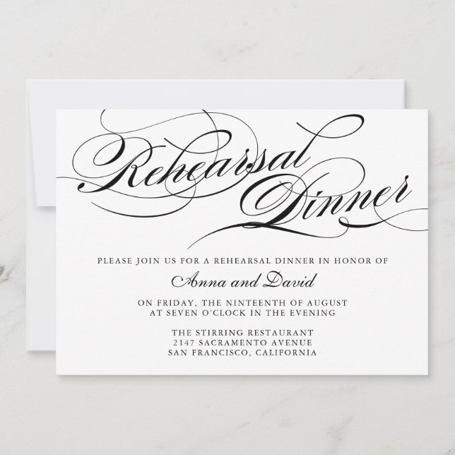 Invitación a la cena de un ensayo elegante (Anverso)