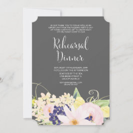 Invitación a la cena de un ensayo floral de acuare