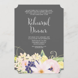 Invitación a la cena de un ensayo floral de acuare