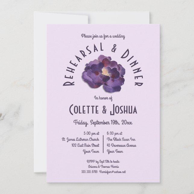 Invitación a la cena de un ensayo floral de ciruel (Anverso)