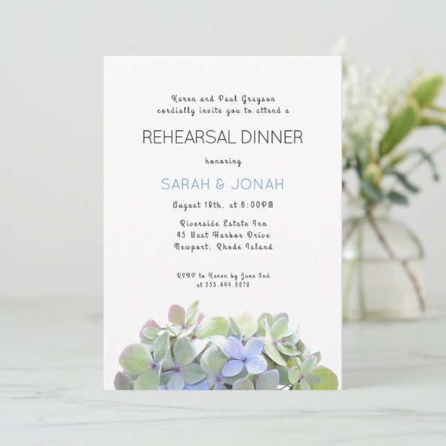 Invitación a la cena de un ensayo floral verde de  (Anverso de pie)