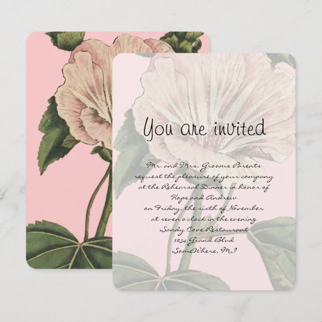 Invitación a la cena de un ensayo milenal rosa (Anverso / Reverso)