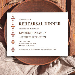 Invitación a la cena de un ensayo occidental rústi