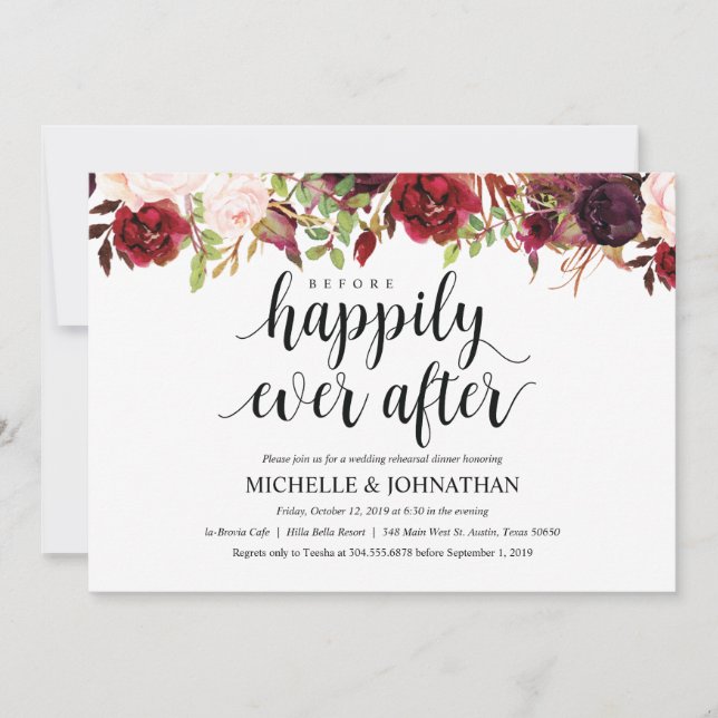 Invitación a la cena de un ensayo ruso de Boda de  (Anverso)
