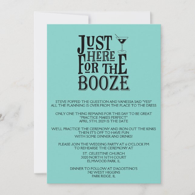Invitación a la cena de un verde azulado Boda grac (Anverso)