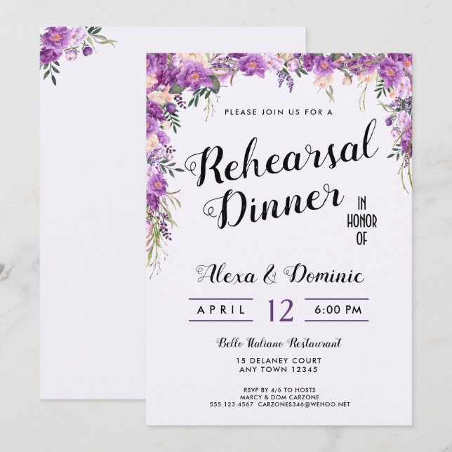 Invitación a la cena de verano Boda de primavera (Anverso / Reverso)