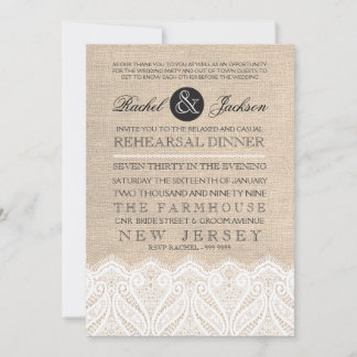 Invitación a la cena de vintage Lace & Burlap