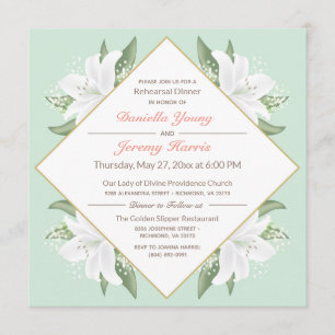 Invitación a la cena de White Lilies y Mild Mint