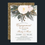 Invitación a la cena de Winter Floral Engagement<br><div class="desc">Invitación a Purpurina de vacaciones de invierno Floral Obra de arte floral de: www.createthecut.com</div>