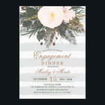 Invitación a la cena de Winter Floral Engagement<br><div class="desc">Invitación a la obra de arte floral de invierno Purpurina de vacaciones de color de agua de bandas de color de agua de color de agua de vacaciones de: www.createthecut.com</div>