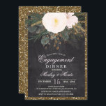 Invitación a la cena de Winter Floral Engagement<br><div class="desc">Purpurina floral de invierno Chalk Chalkboard Invitación a la obra de arte floral de: www.createthecut.com</div>