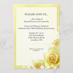 Invitación a la cena del aniversario con rosas ama