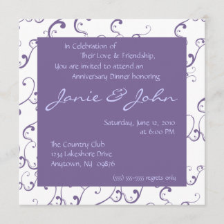 Invitación a la cena del aniversario del boda