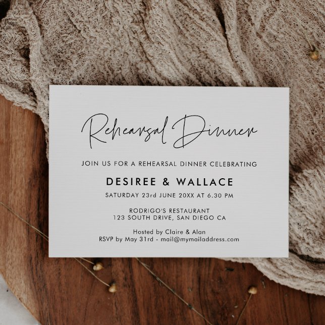 Invitación a la cena del boda minimalista (Subido por el creador)