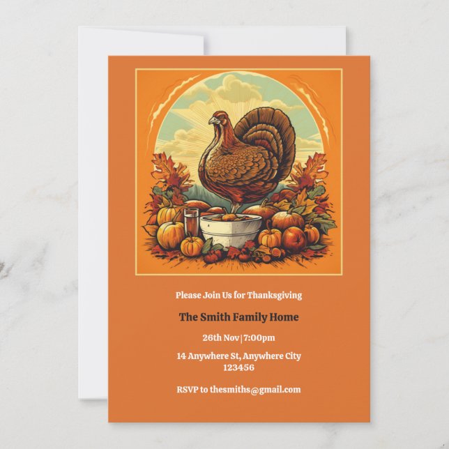 Invitación a la cena del Día de Acción de Gracias  (Anverso)