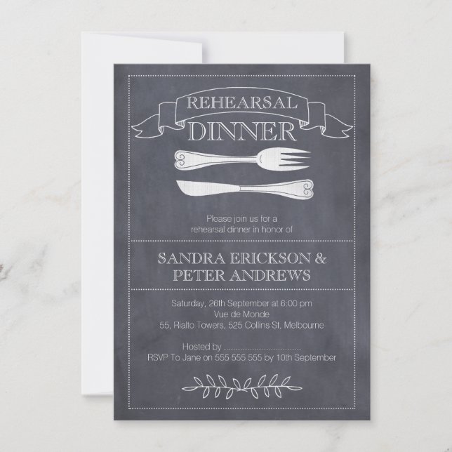Invitación a la cena del ensayo de cubiertos de Ch (Anverso)