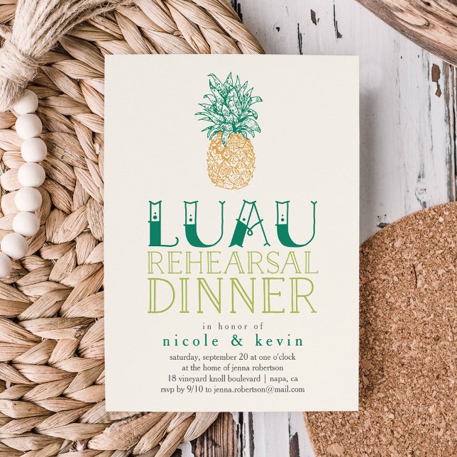 Invitación a la cena del ensayo de Luau de piña de (Subido por el creador)