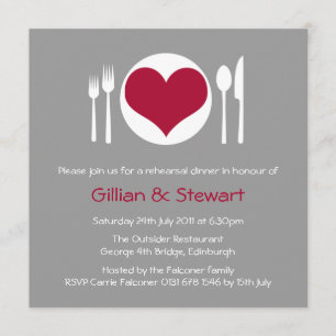 Invitación a la cena del ensayo Love Heart Plate