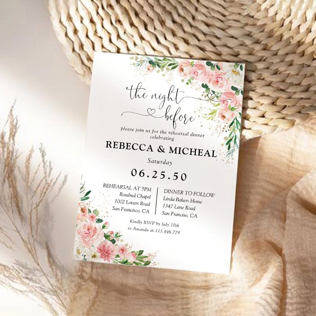 Invitación a la cena del ensayo Rubor Pink Rose Go (Subido por el creador)