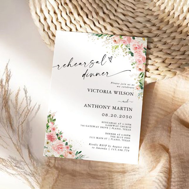 Invitación a la cena del ensayo Rubor Pink Rose Go (Subido por el creador)