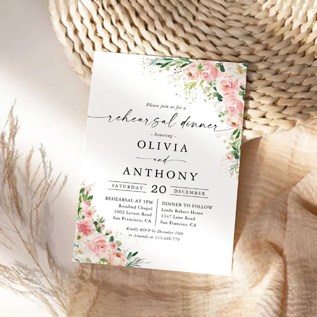 Invitación a la cena del ensayo Rubor Pink Rose Go (Subido por el creador)