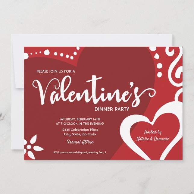 Invitación a la cena del personalizado Red Valenti (Anverso)