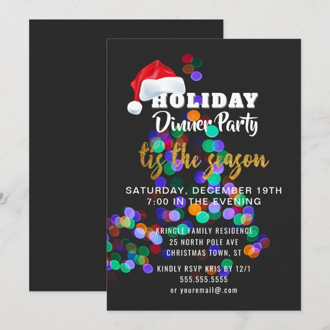 Invitación a la cena en el árbol de Navidad (Anverso / Reverso)
