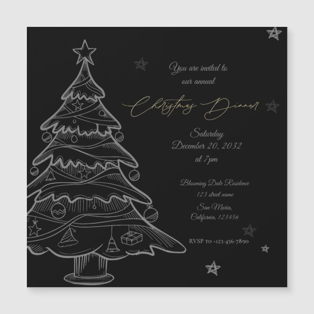 Invitación a la cena en el árbol de navidad del ta (Anverso)