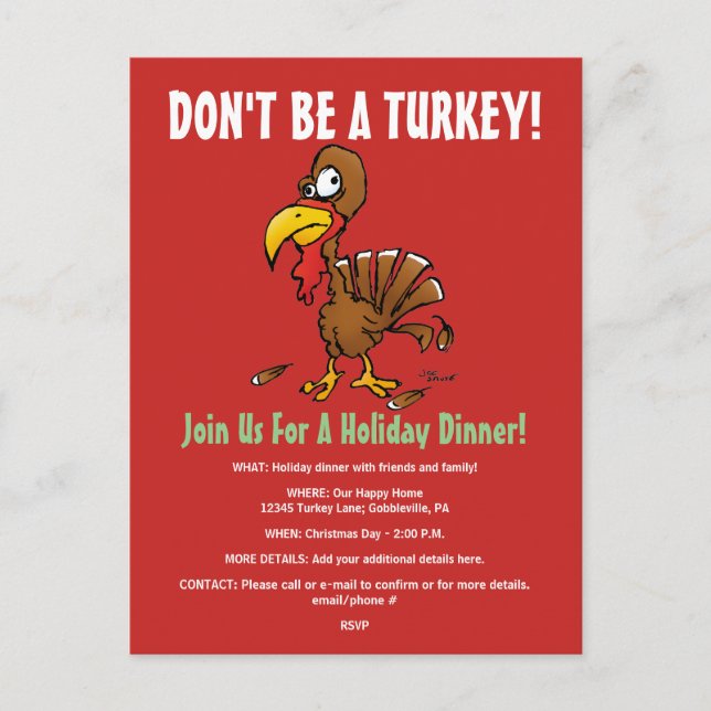 Invitación a la cena festiva divertida en Turquía (Anverso)