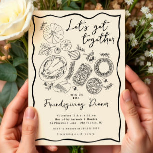 Invitación a la cena "Hand Drawn Friendscome"