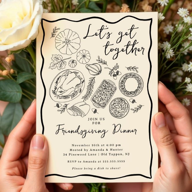 Invitación a la cena "Hand Drawn Friendscome" (Subido por el creador)