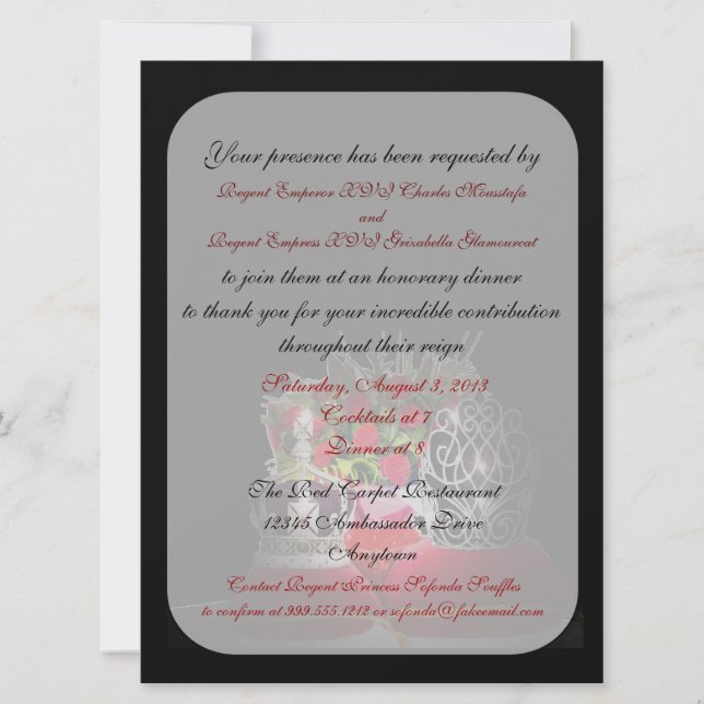 Invitación a la cena honorífica de Emperador y Emp (Anverso)