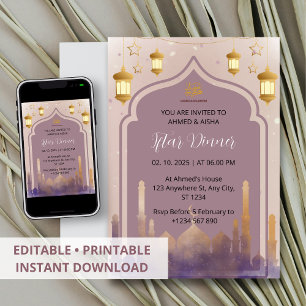 Invitación a la cena Iftar mezquita de color de ag