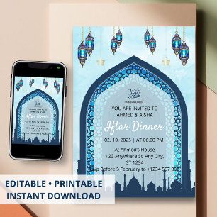 Invitación a la cena Iftar mezquita de color de ag
