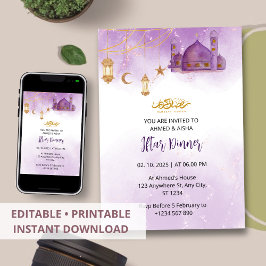 Invitación a la cena Iftar mezquita de color de ag