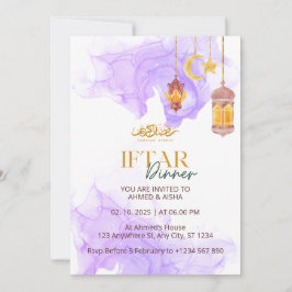 Invitación a la cena Iftar ramadan acuarela púrpur